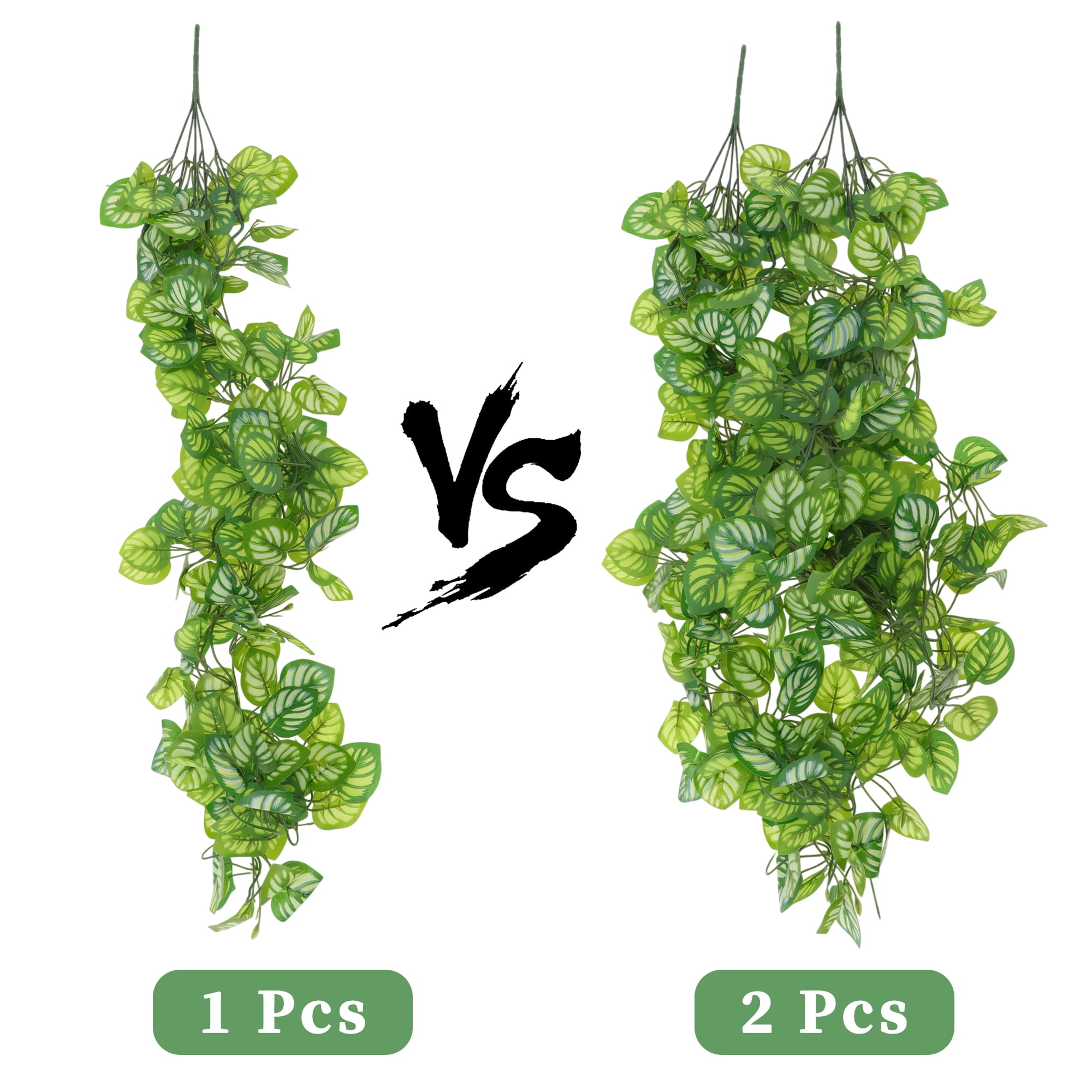 Unique Bargains 2pcs Fake Vines 39.37" Faux Greenery Leaves for Home Decor