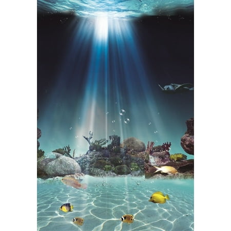 Sunbeam Girl HelloDecor Polyster 5x7ft Underwater Fish Photography Studio Backdrop Seaworld Background Submarine Coral Seabed Seawater Sunbeam Kid Baby Girl Boy Child Artistic Portrait Photoshoot Props Video Drape ()