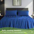 thumbnail image 2 of LBRO2M Cooling Bamboo Sheets Set, Hotel Luxury Silky Breathable 4Pcs/6Pcs Bedding Sheets & Pillowcases(California King, Navy Blue), 2 of 6