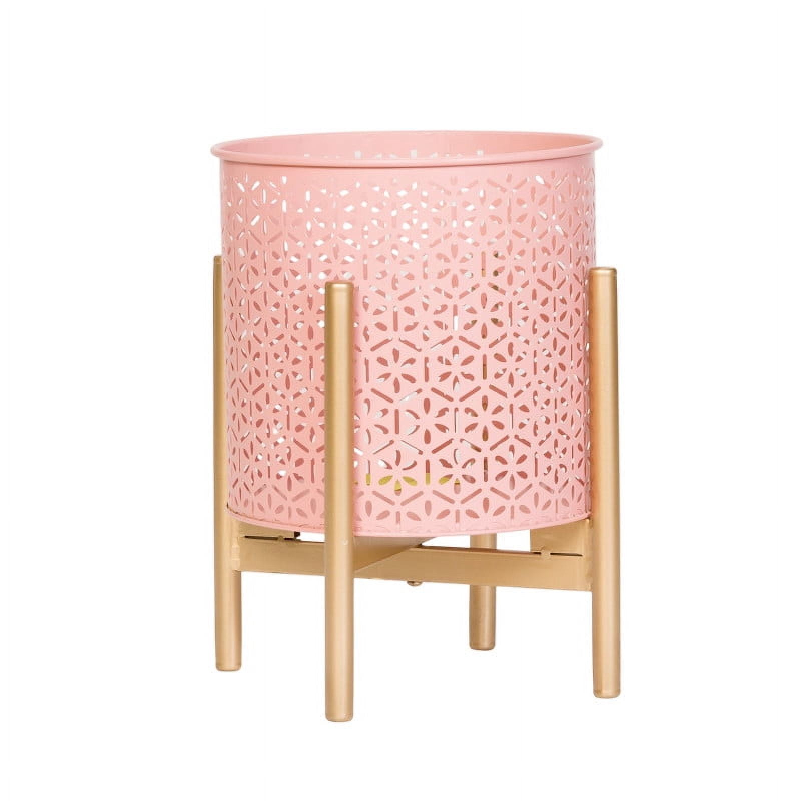 Modern Metal Planter Pot With 4-Leg Gold Metal Base - Pink - 12"H x 9.5"W
