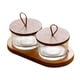 thumbnail image 3 of Bandeja de madera para servir con cuenco, platos divididos con tapa de vidrio transparente dividido 2 cuadrícula, 3 of 9
