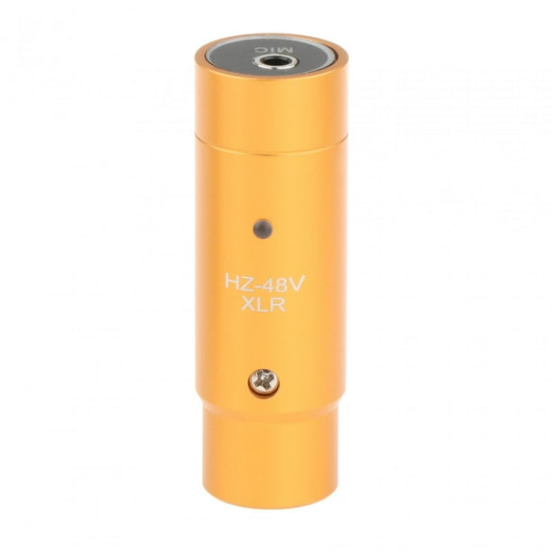 Adaptador de alimentación fantasma Adaptador de micrófono XLR para micrófono de condensador Resistente Fácil de usar 3 pines Dorado