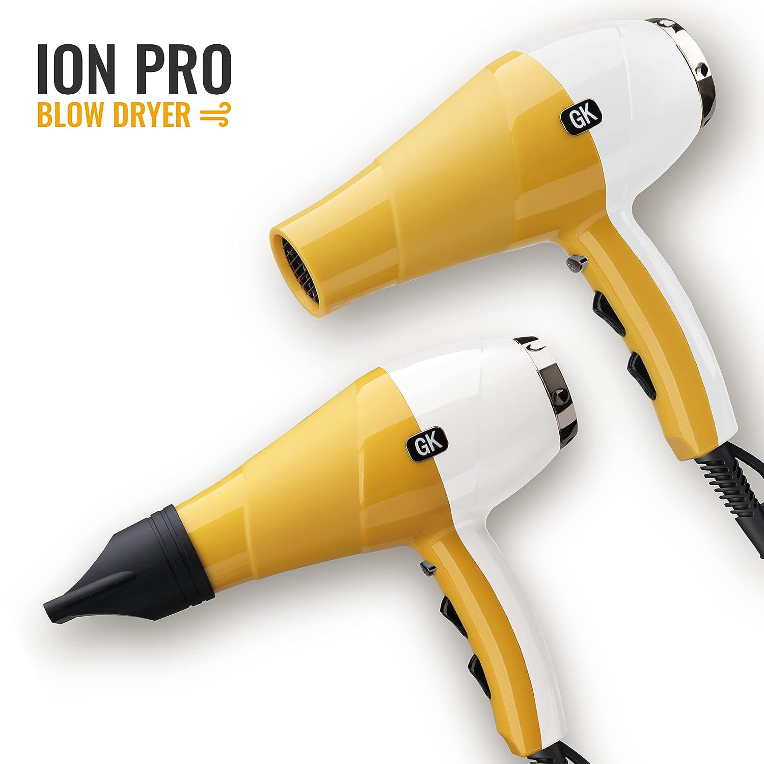 GK Hair Global Keratin Ion Pro Blow Dryer Professional Salon Grade 2 Speed & 3 Heat Settings, Cool Shot Function Blowdry Hairdryer for All Hair Types US Plug