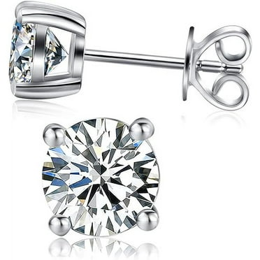 beryl_creation 2.00 Ct Round Cut White Diamond Studs Earring's 925 Sterling Silver 14K White Gold Plated Push Back Earrings