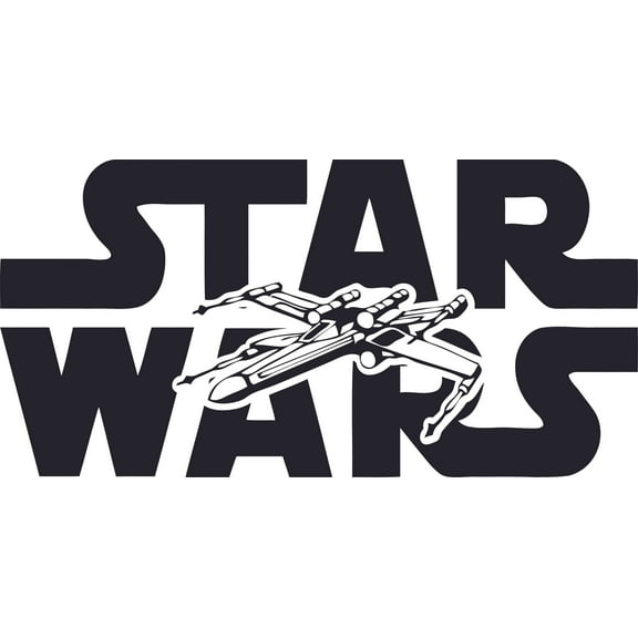 Star Wars Movie Plane Cartoon Customized Wall Decal - Custom Vinyl Wall Art - Personalized Name - Baby Girls Boys Kids Bedroom Wall Decal Room Decor Wall Stickers Decoration Size (15x30 inch)