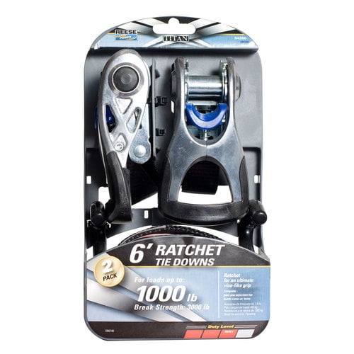 Reese Titan Max Grip Cast Handle Ratchet Tie Downs, 2pk