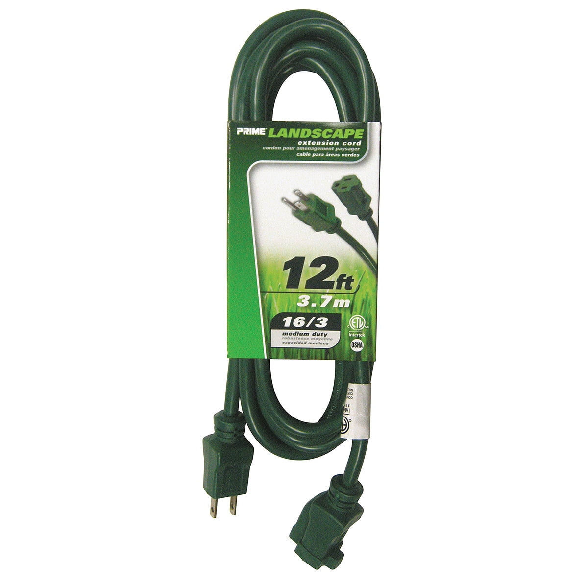 Prime EC880612 Green Extension Cord- 12 ft.