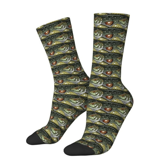 Honeii Largemouth Bass Fish Print Adult Socks,Crew Socks,Casual Calf Socks,Daily Wear Socks for Men & Women, Perfect for Sports, Casual and Everyday Use
