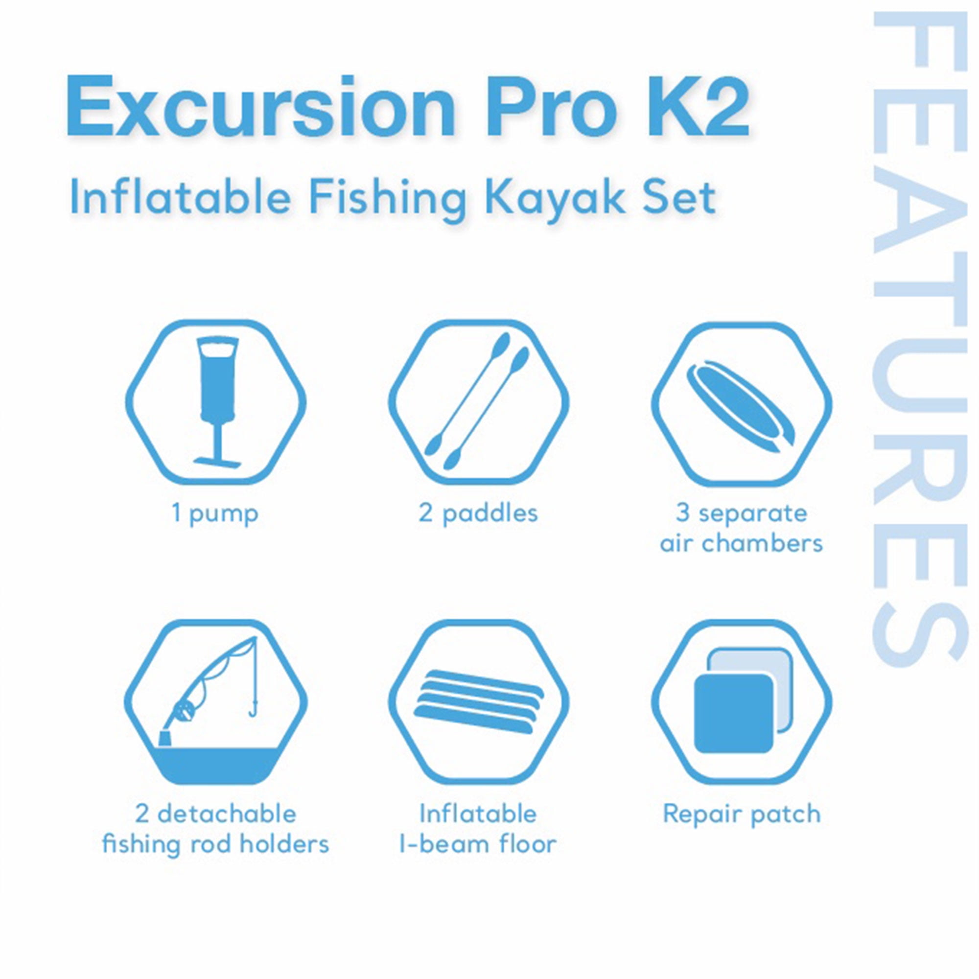 Intex Excursion Pro Inflatable Kayak Set w/Oars & Pump, 2-Pack, Red