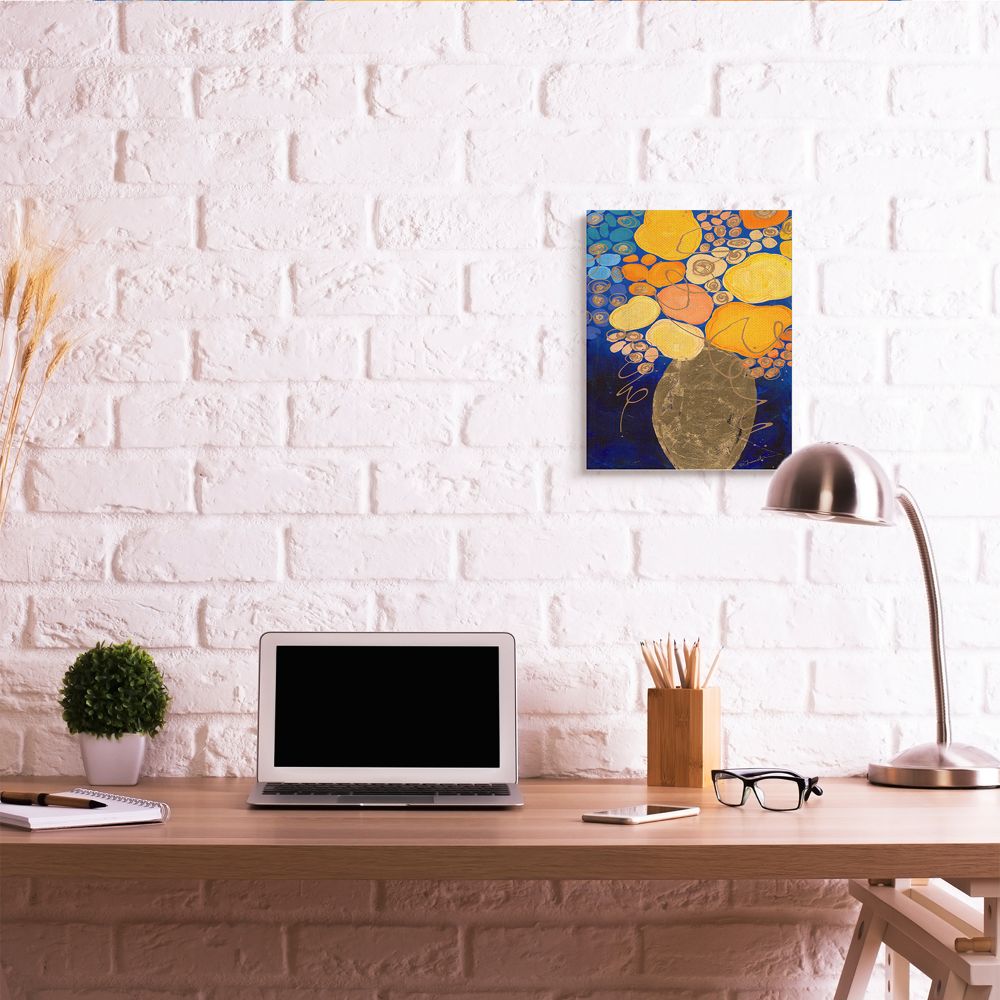 Stupell Industries Summer Floral Abstract Blue Orange Yellow Designed by Third and Wall