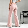 thumbnail image 4 of Stralyhd Wide Leg Pants for Women Casual Loose Fleece Flowy Pants Plaid Travel Work Elastic Waist Lounge Trousers with Pockets Light pink M, 4 of 5