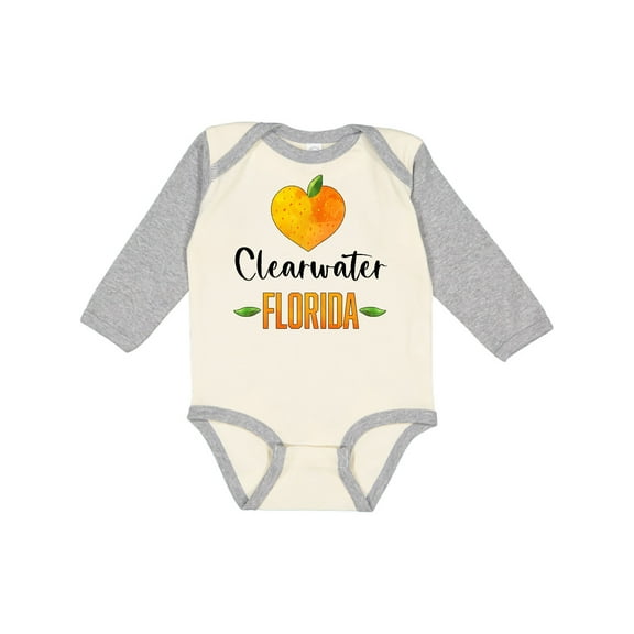 Inktastic Clearwater Florida Orange in Heart Boys or Girls Long Sleeve Baby Bodysuit