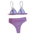 thumbnail image 5 of Arnsht Women's Two Piece Bikini Swimsuit Summer Fashion Soft Comfortable Ribbed Triangle Top Bathing Suits String Cheeky Bikini Sets Purple S, 5 of 6