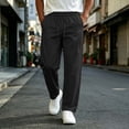 thumbnail image 2 of fatyb Mens Casual Pants Elastic Waist Drawstring Travel Pants Solid Color Lightweight Work Pants with Pockets, 2 of 7