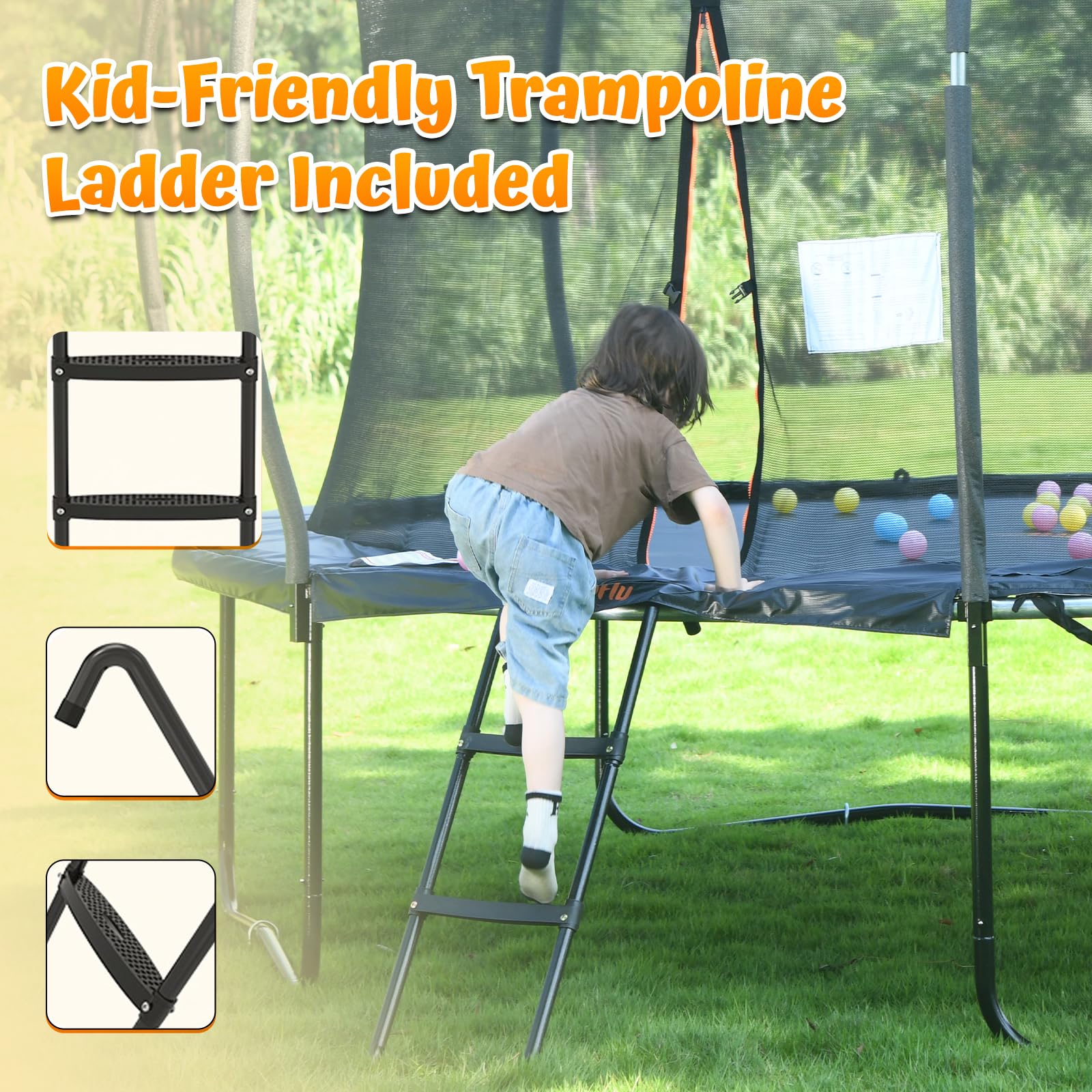 Jumpfly 2025 NEW Tranpoline 10FT Tranpoline Outdoor for Kids and Adults Recreational Tranpolines with Enclosured Net Basketball Hoop Blue trampoline