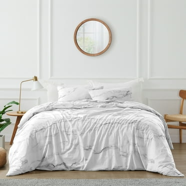 Sweet Jojo Designs Marble Black, White and Grey Full/Queen Bed Comforter 3 Piece Bedding Set - 3 Piece