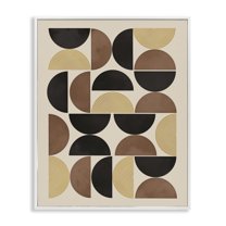 Stupell Industries Midcentury Neutral Geometric Abstract Painting White Framed Art Print Wall Art, 16 x 20