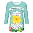 thumbnail image 4 of Brnmxoke 2024 Womens Graphic Tshirts,Easter Bunny and Easter Eggs 3/4 Sleeve T Shirt,Summer Casual Round Neck Cute Easter Printed Tops Tee Loose Comfy Holiday Blouse, 4 of 4