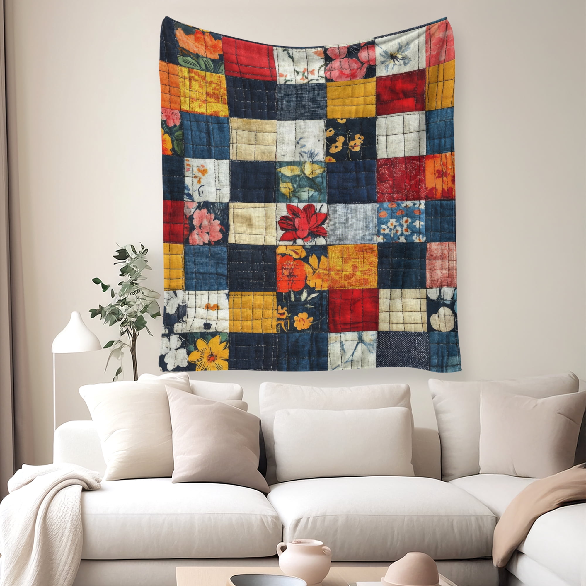 Flannel Fleece Throw Blanket, Soft Large Throw Blanket, Lightweight Cozy Plush Throw Blanket Fit Sofa Bed, 40"x50", Patchwork Floral Pattern