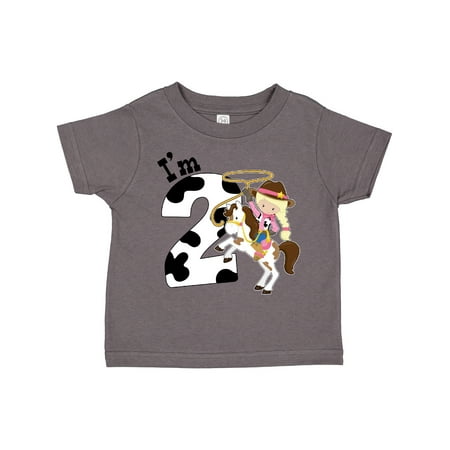

Inktastic I m Two-cowgirl Riding Horse Birthday Gift Toddler Toddler Girl T-Shirt
