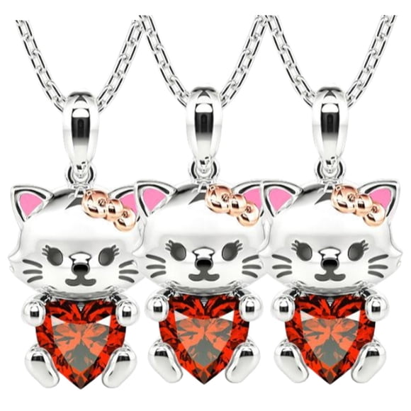 Collar Hermoso de Gatita High Monaco CatNeck02 3 Pzas Plata/Rojo