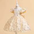 thumbnail image 2 of Flower Girls Embroidered Princess Dress Puff Sleeve Wedding Birthday Party Gown, 2 of 7