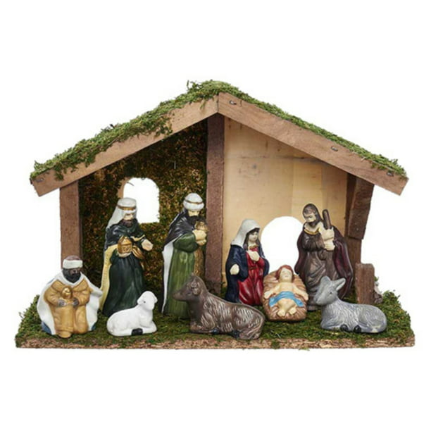 Kurt S. Adler 1.4 - 3.15 in. Nativity Set with Figures and Stable ...