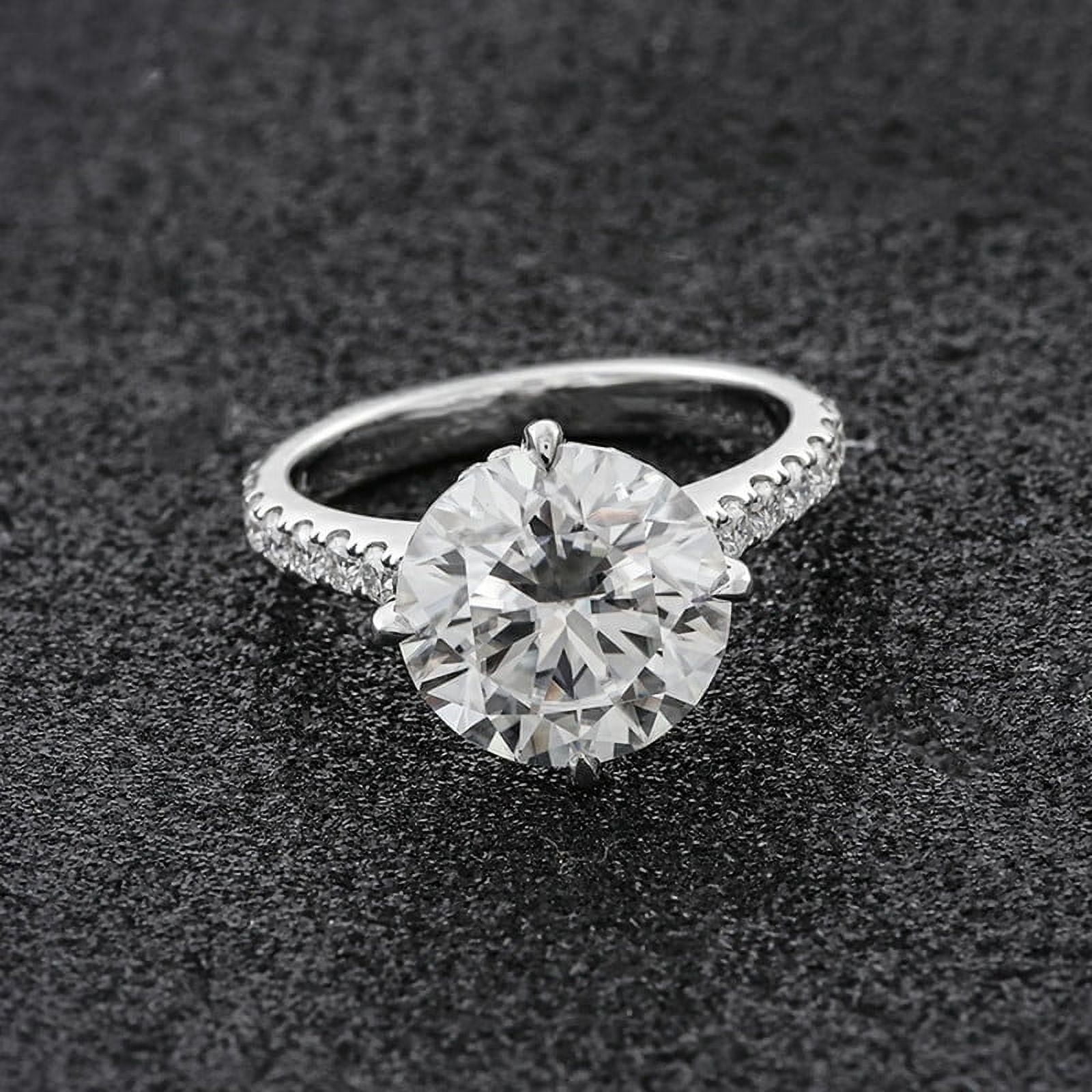 solitaire jewels 5CT Round Moissanite Hidden Halo Engagement Ring For Women, 14K Yellow Gold