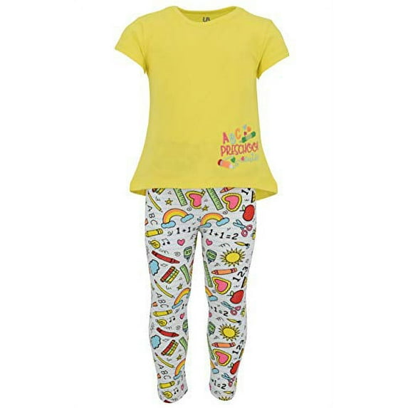Unique Baby Girls ABC Preschool Cutie Back to School Legging Set Outfit (4t)