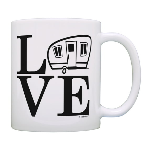 ThisWear RV Gifts for Women RV LOVE Camp Mug RV Coffee Mug Camping Present RV Novelty Gifts Retirement Gifts Coffee Mug