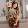thumbnail image 3 of Fotbe Rose Cute Guinea Pig Bata de Dormir para Mujer con Estampado, Camisón de Algodón de Manga Corta, Ropa de Dormir Casual, 3 of 6