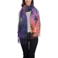 thumbnail image 2 of Women's Fashion Tassel Scarf, Purple Fractal Spiral Design Long Shawl, Lightweight and Warm, 2 of 9
