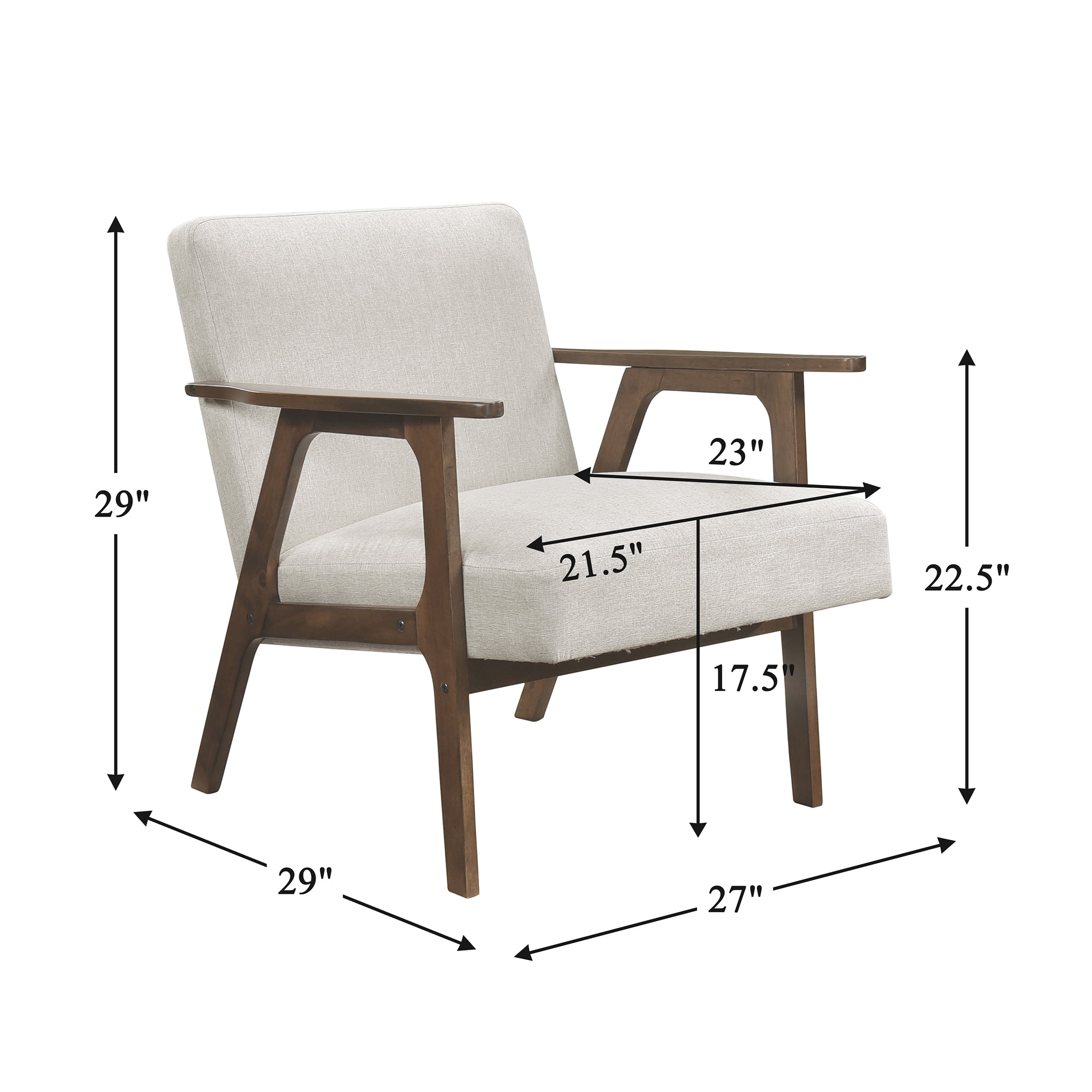 OakvillePark Harrowveil Textured Fabric Accent Chair, Beige/Brown Wood
