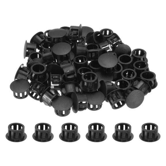100pcs Nylon Plastic Hole Plugs, 1/2"(13mm) Round Drill Screw Hole Plugs Covers for Kitchen Cabinet Furniture Black