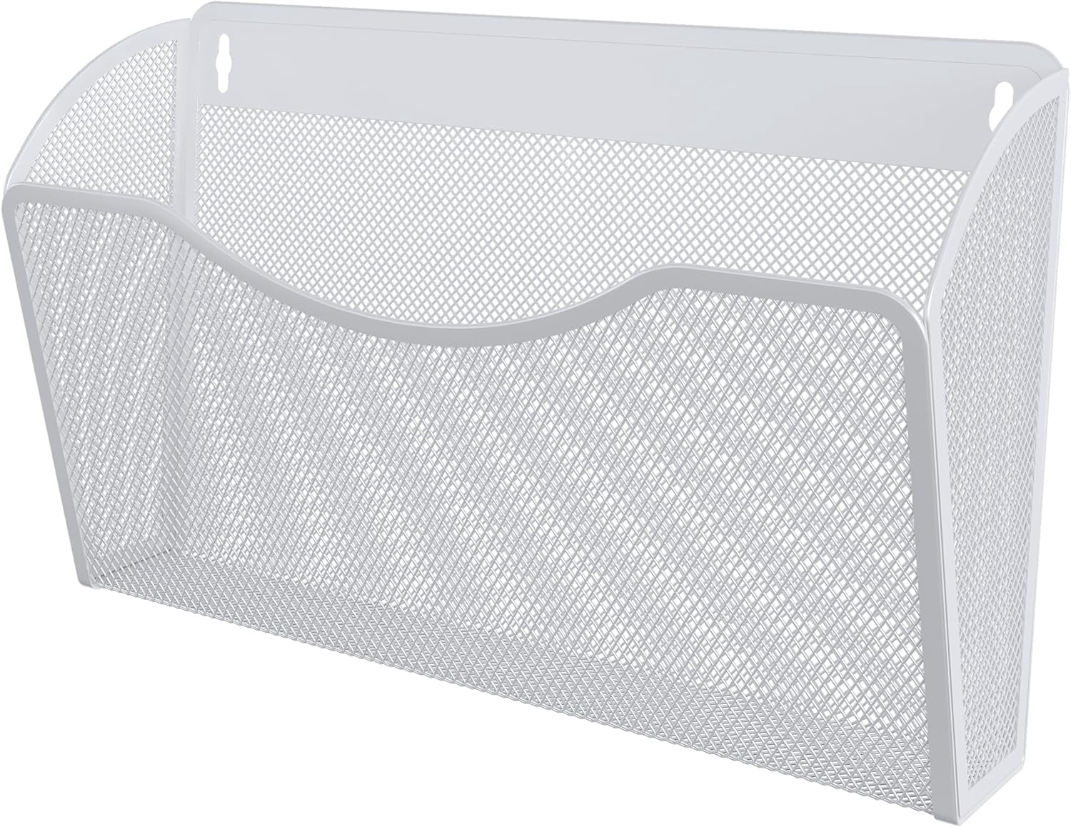 Wall File Organizer, Metal Mesh Hanging File Folder Holder for Letter/A4 Size Folders, Vertical Wall Mount Mail Sorter for Office Paperwork, Classroom, White