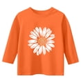 thumbnail image 3 of CYRBOKO T-shirts for Girls, Crewneck 3/4 Sleeve Casual Floral Print Pullover Tops Orange Size 6 T, 3 of 3