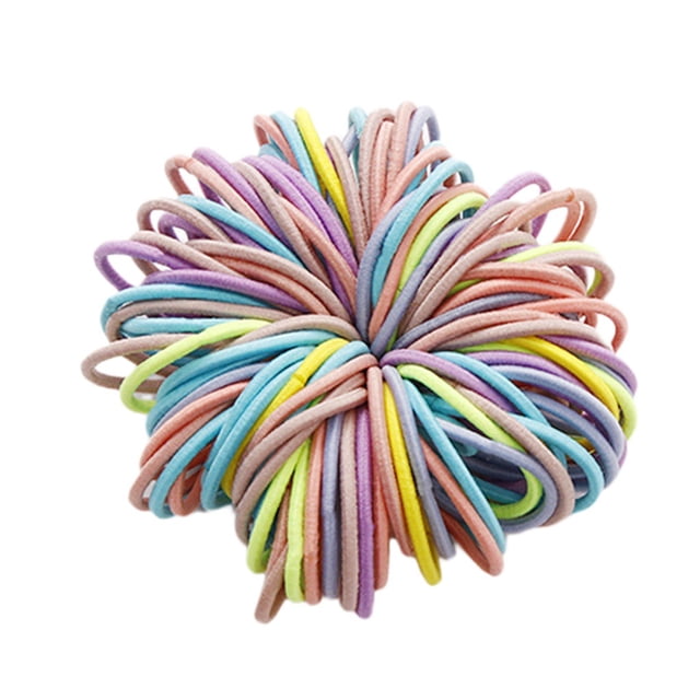 Jindong Girls 100 Pieces Of 3 cm Nylon Non-Harm Hair Rubber Band Color Hair Rope Jewelry