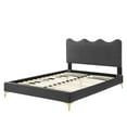thumbnail image 6 of Platform Bed Frame, Queen Size, Charcoal Grey Gray, Velvet, Modern Contemporary, Bedroom Master Guest Suite Room, 6 of 10
