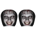 thumbnail image 5 of Creepy Grinning Clown Halloween Car Accessory, 2‑Pack Sinister Laughing Joker Face Vehicle Headrest Covers, Stretch Slip‑on Protector for Scary Holiday Car Interior Decoration, 5 of 5