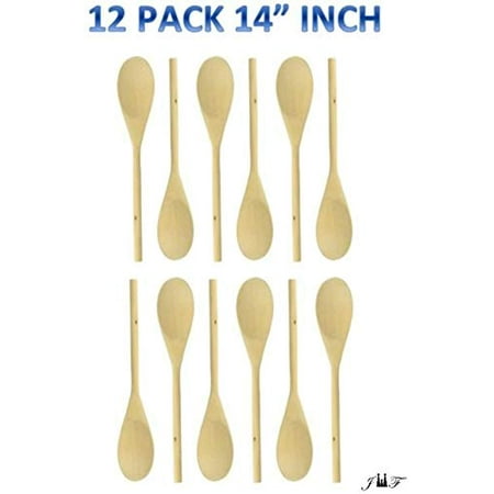10 Inch Wooden Spoon (Classic Wooden Kitchen Spoon Utensils Durable and Sturdy Perfect for Mixing, Stirring and Cooking Purposes Comes in 10” Inch – 12” Inch – 14” Inch (12, 14