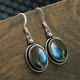 thumbnail image 1 of Boucles d'Oreilles Labradorite Véritables, Boucles d'Oreilles Labradorite Argentées, Boucles d'Oreilles Ovales Labradorite, 1 of 2