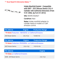 thumbnail image 2 of Intake Manifold Gasket - Compatible with 2007 - 2012 Nissan Sentra 2.0L 4-Cylinder with California Emissions (From 9-01-2006, Up To 8-31-2012) 2008 2009 2010 2011, 2 of 2