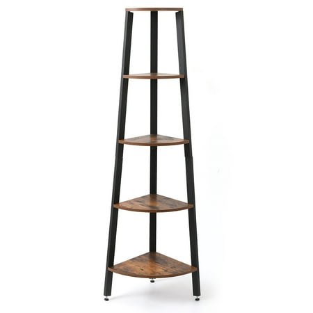 Hassch Bookshelf Corner Storage Shelf 5-Tiers Metal Plant Stand Display for Home  Coffee