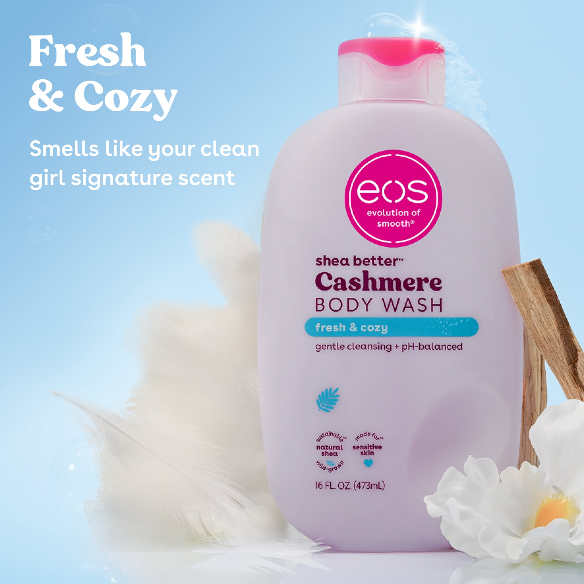 eos Fresh & Cozy Body Wash, Clean Scented Hydrating Body Wash, 16 fl oz