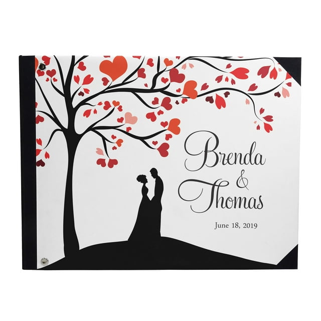 Darling Souvenir White Love tree & Couple Wedding Guest Book Hardbound Guest Sign-In Book Guest Registry Guestbook-7 x 9 Inches