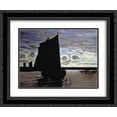 thumbnail image 1 of Hans am Ende 2x Matted 24x20 Black Ornate Framed Art Print 'Barque on the River Hamme', 1 of 2