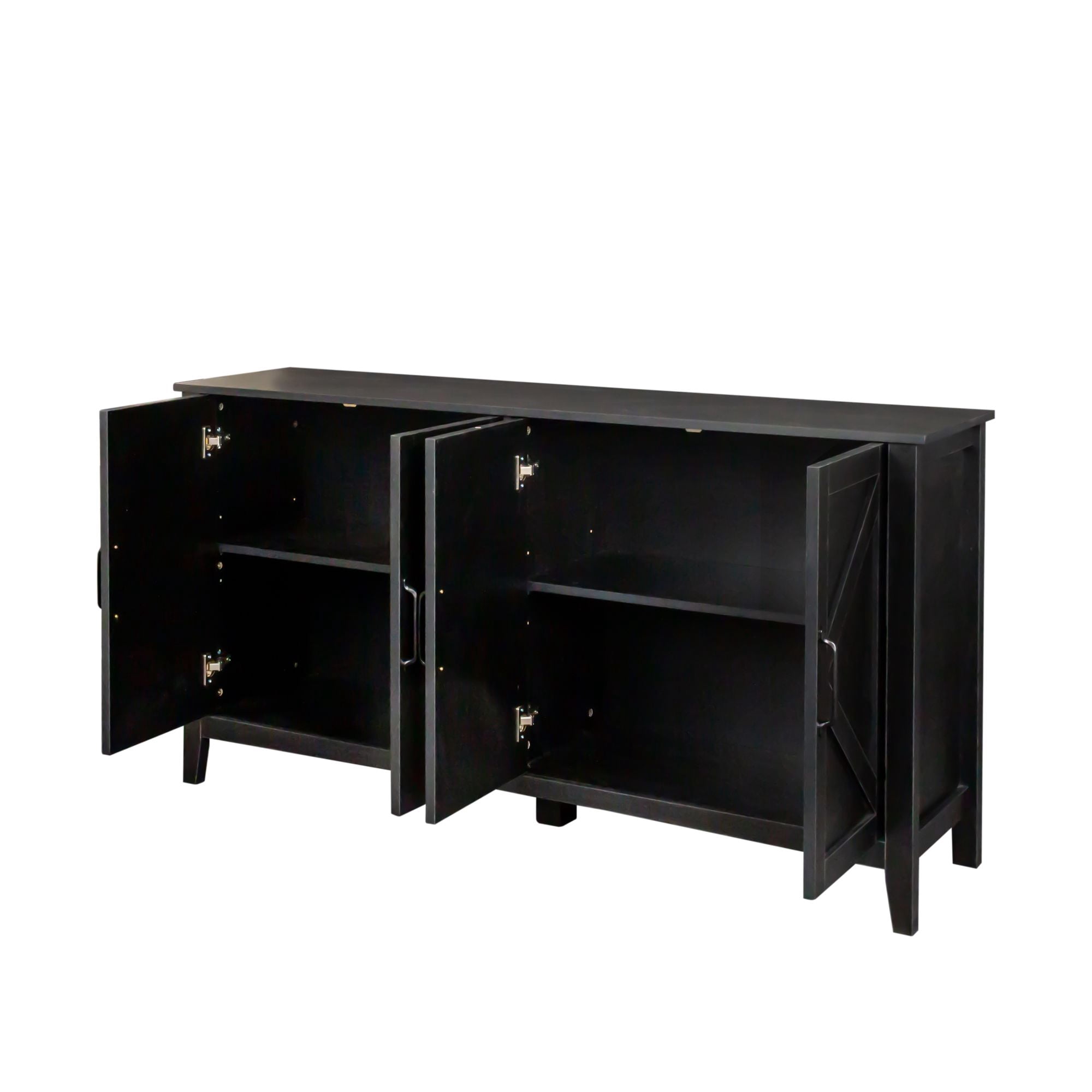 Aukfa Storage Cabinet,Freestanding Sideboard Cabinet with 4 Doors for Living Room - Black
