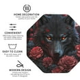 thumbnail image 3 of Pofeuu Rose Full Moon Black Wolf Print Coasters for Drinks, 4Pack PU Leather Coasters, Bar Drink Coasters for Tabletop Protection, Furniture from Damage-Octagon, 3 of 6