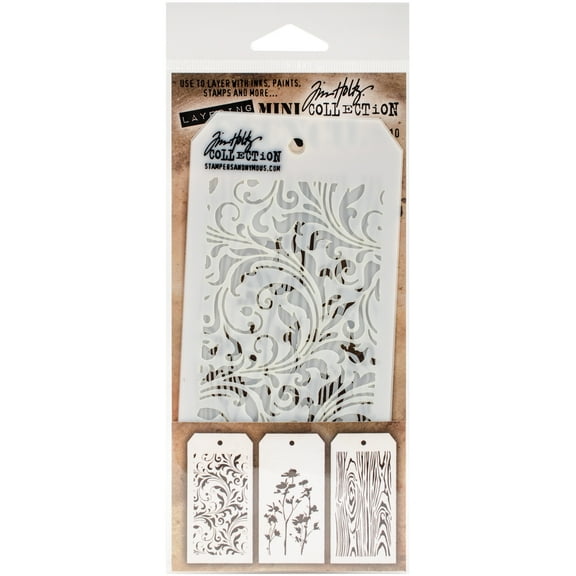 Tim Holtz Mini Layered Stencil Set 3/Pkg-Set #10