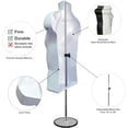 thumbnail image 2 of White Male + Female Mannequin Torso Set, Dress Form Hollow Back Body T-shirt Display, w/ Clothes Clips, Metal Stand for Counter Top by DisplayTown for Craft Shows, Photos or Design, S-M Sizes., 2 of 7